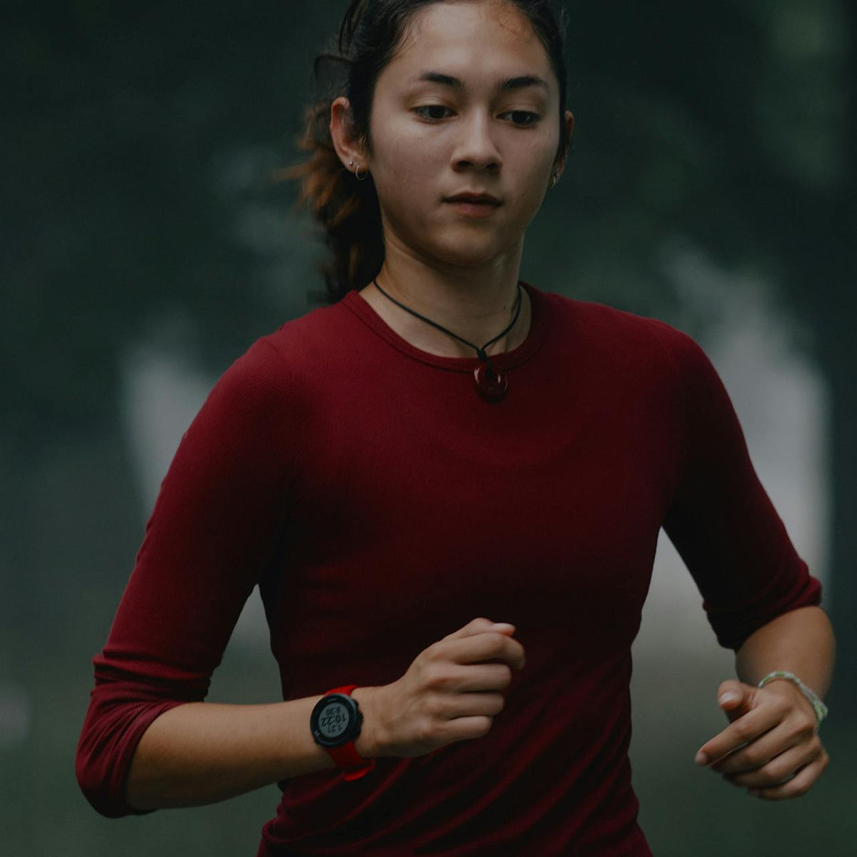 Tracksmith Women's Fieldhouse Rib Long Sleeve – Cabernet - Interval Running