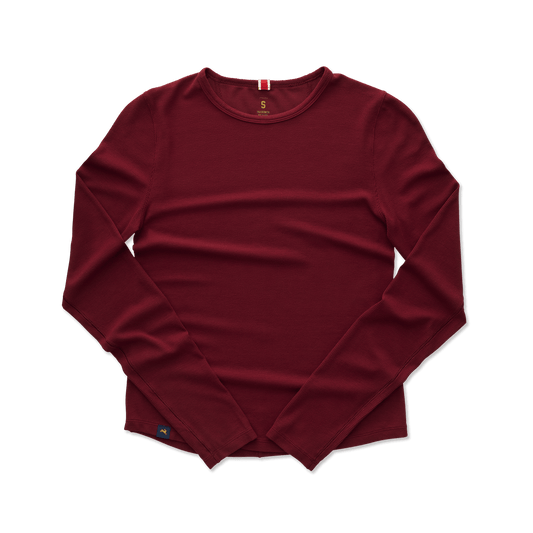 Tracksmith Women's Fieldhouse Rib Long Sleeve – Cabernet - Interval Running
