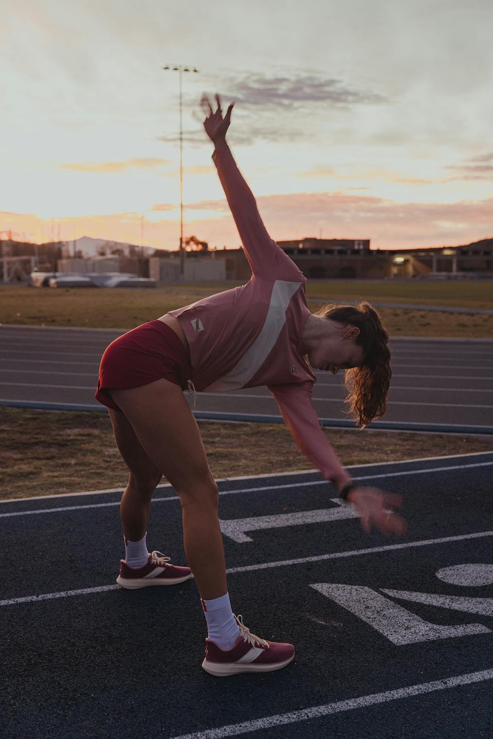 Tracksmith Women's Van Cortlandt Long Sleeve Tee - Dusty Rose / Ivory - Interval Running