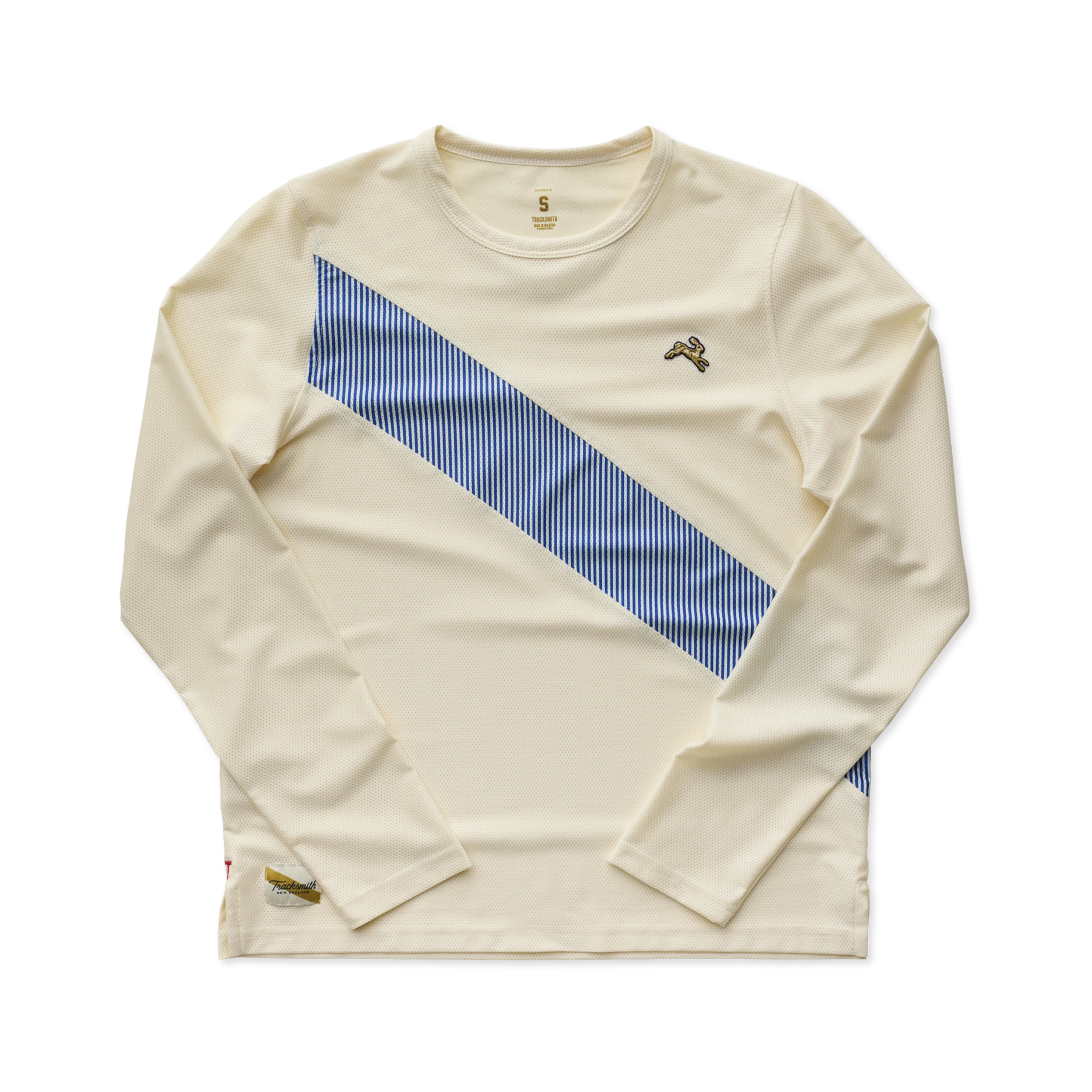 Tracksmith Women's Van Cortlandt Long Sleeve Tee - Ivory/Royal Stripe - Interval Running
