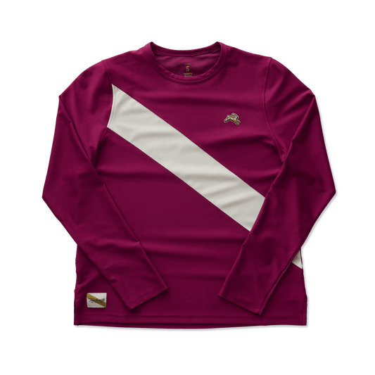 Tracksmith Women's Van Cortlandt Long Sleeve Tee - Raspberry / Ivory - Interval Running