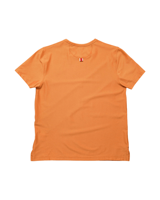 Tracksmith Women's Van Cortlandt Tee – Coral Gold / High Rise - Interval Running