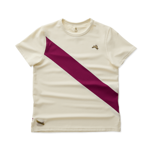 Tracksmith Women's Van Cortlandt Tee - Ivory / Raspberry - Interval Running