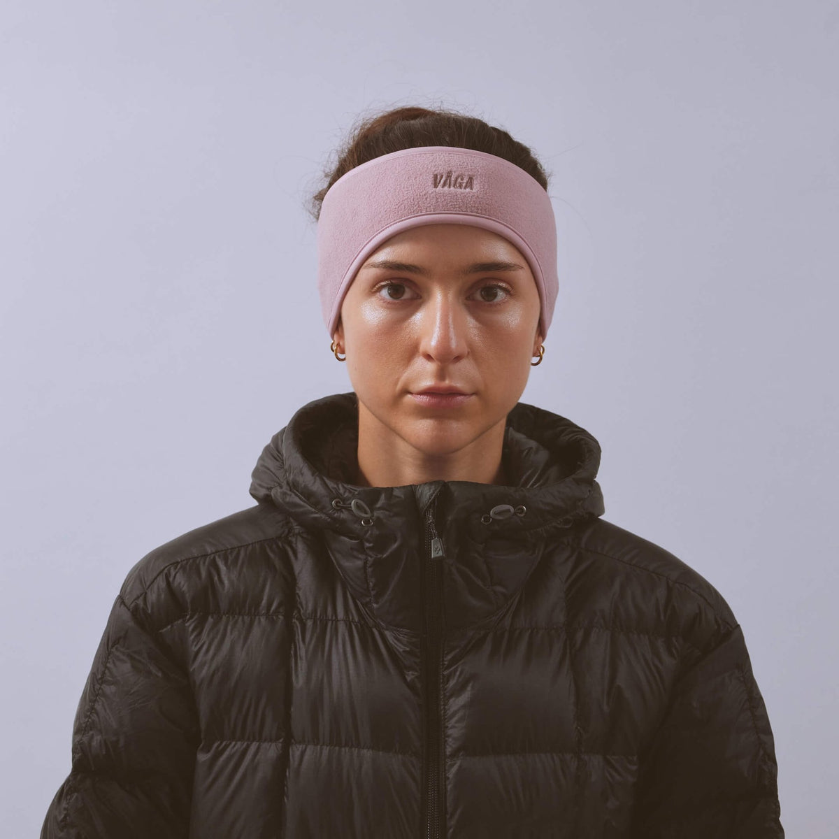VÅGA Fleece Headband – Dusky Rose - Interval Running