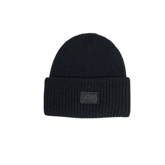 VÅGA Lambswool Chunky Beanie – Storm Black - Interval Running