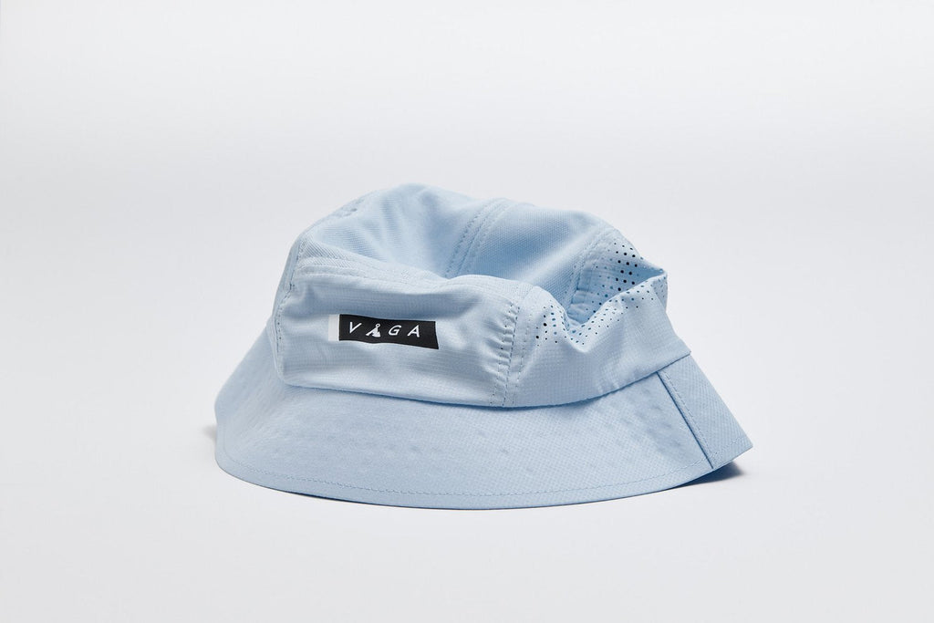 VAGA Feather Bucket Hat – Pastel Blue / Black - Interval Running