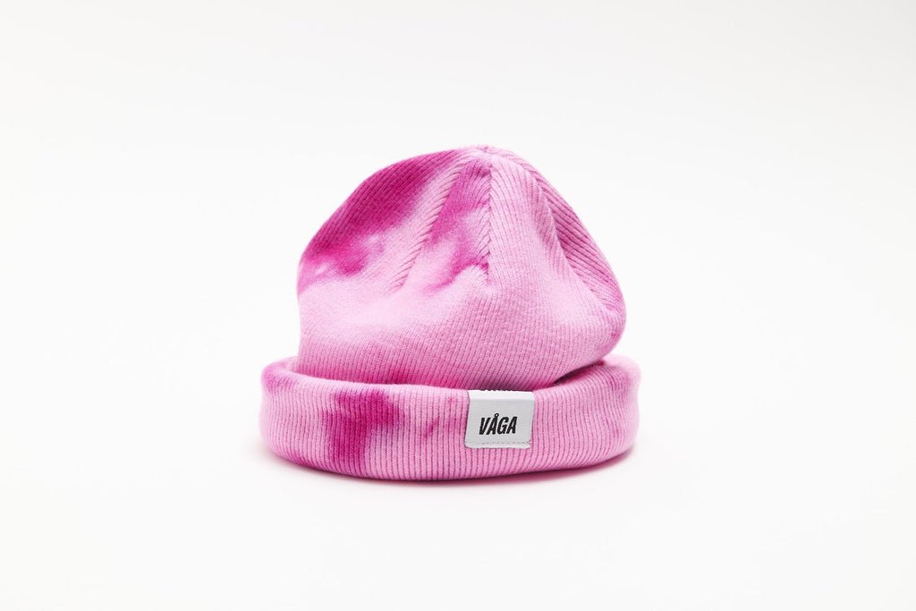VÅGA Fine Rib Beanie - Bright Pink / Light Pink - Interval Running