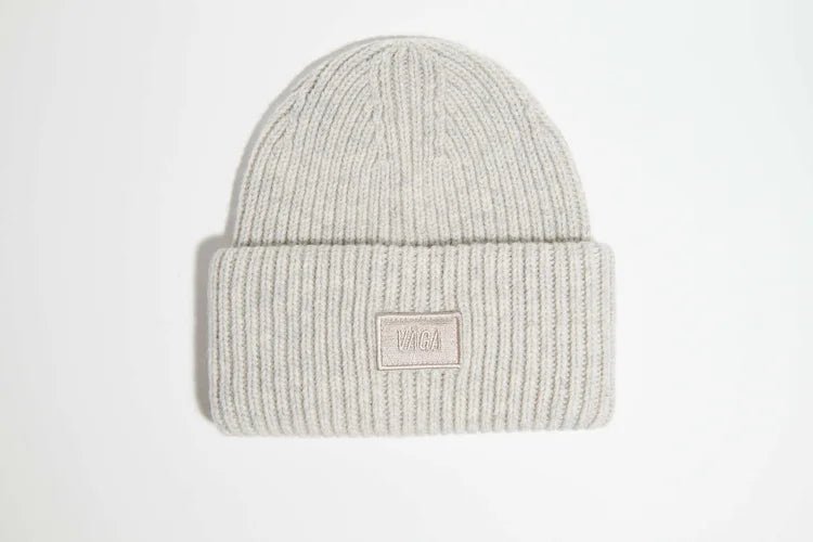 VÅGA Lambswool Chunky Beanie - White Melange - Interval Running